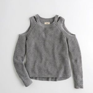 grey cold shoulder sweater